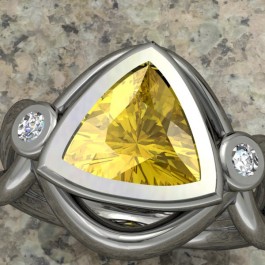 Lotus Ring set with Daffodil Citrine  and diamonds