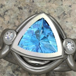 Lotus Ring set with Blue topaz and diamonds