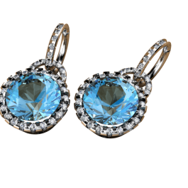 Blue topaz and diamond earrings
