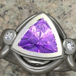Lotus Ring set with Amethyst and diamonds