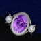 Lotus Ring set with Oval Amethyst and diamonds